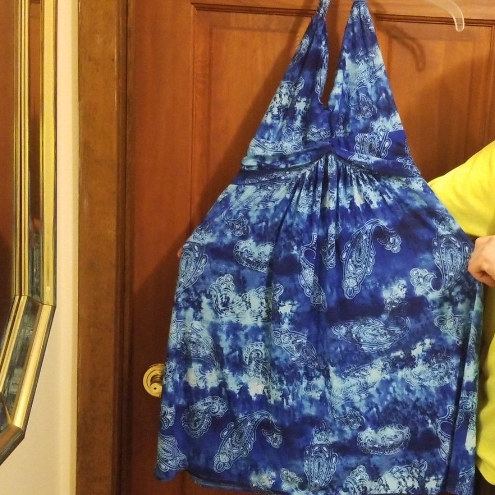 Fun blue jersey halter sundress